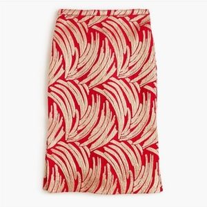J Crew Collection Red Gold Metallic Midi Skirt Holidays 0